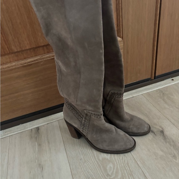 Vince Camuto Madolee Over The Knee Taupe Suede Leather Boots - Picture 2 of 7